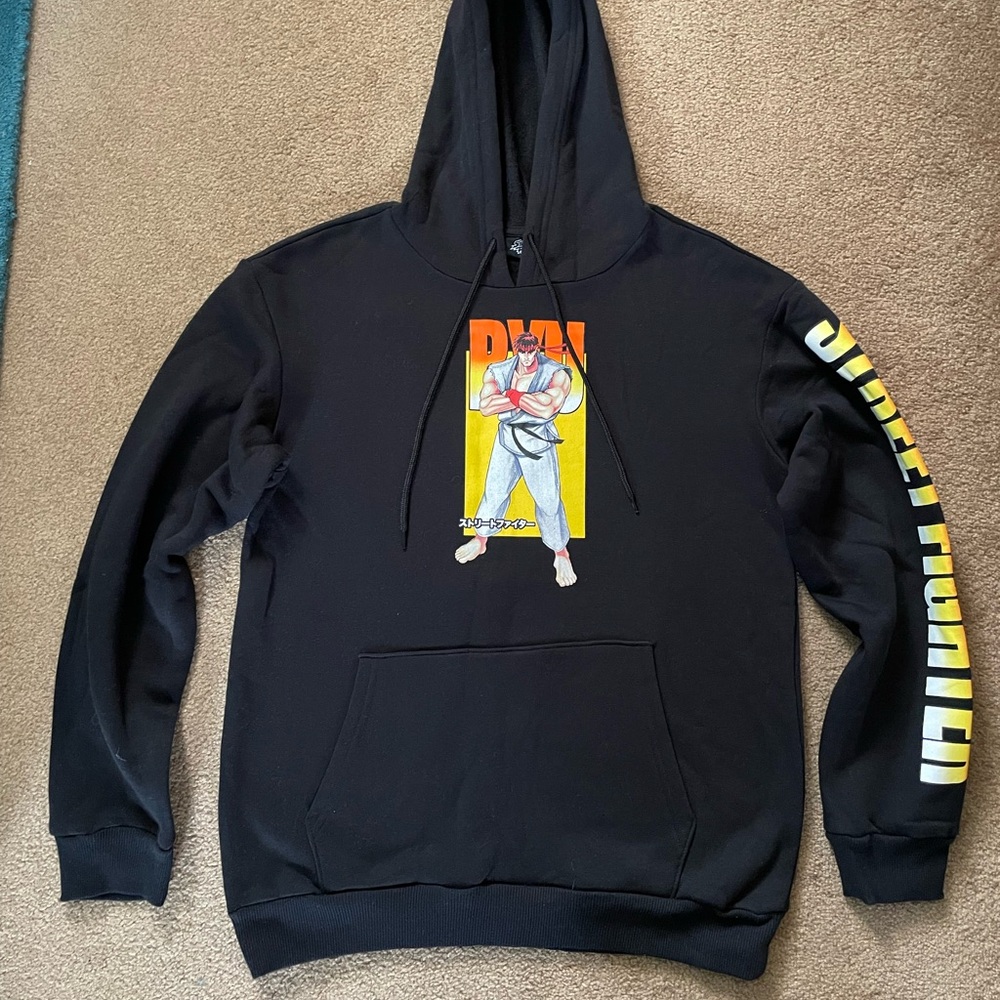 Street Fighter Capcom “Ryu/Vega/E. Honda” Graphic Black Hoodie (Men’s Size Med)